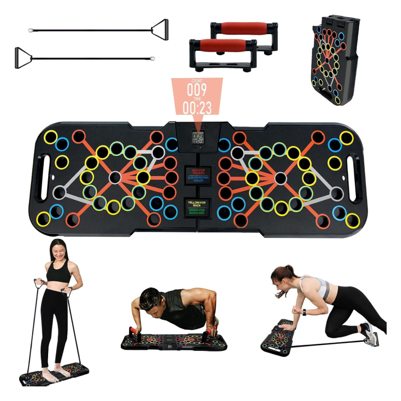 Pompe Musculation Planche De Pompes Pliable Feenao - 24 Exercices Pour Le Haut Du Corps Feenao Push Up Board
